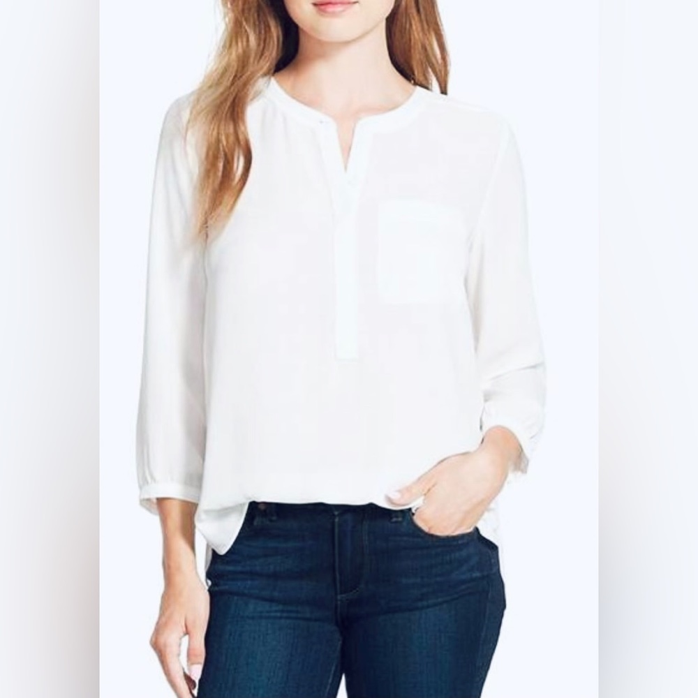 NYDJ Henley White 3/4 sleeve shirt